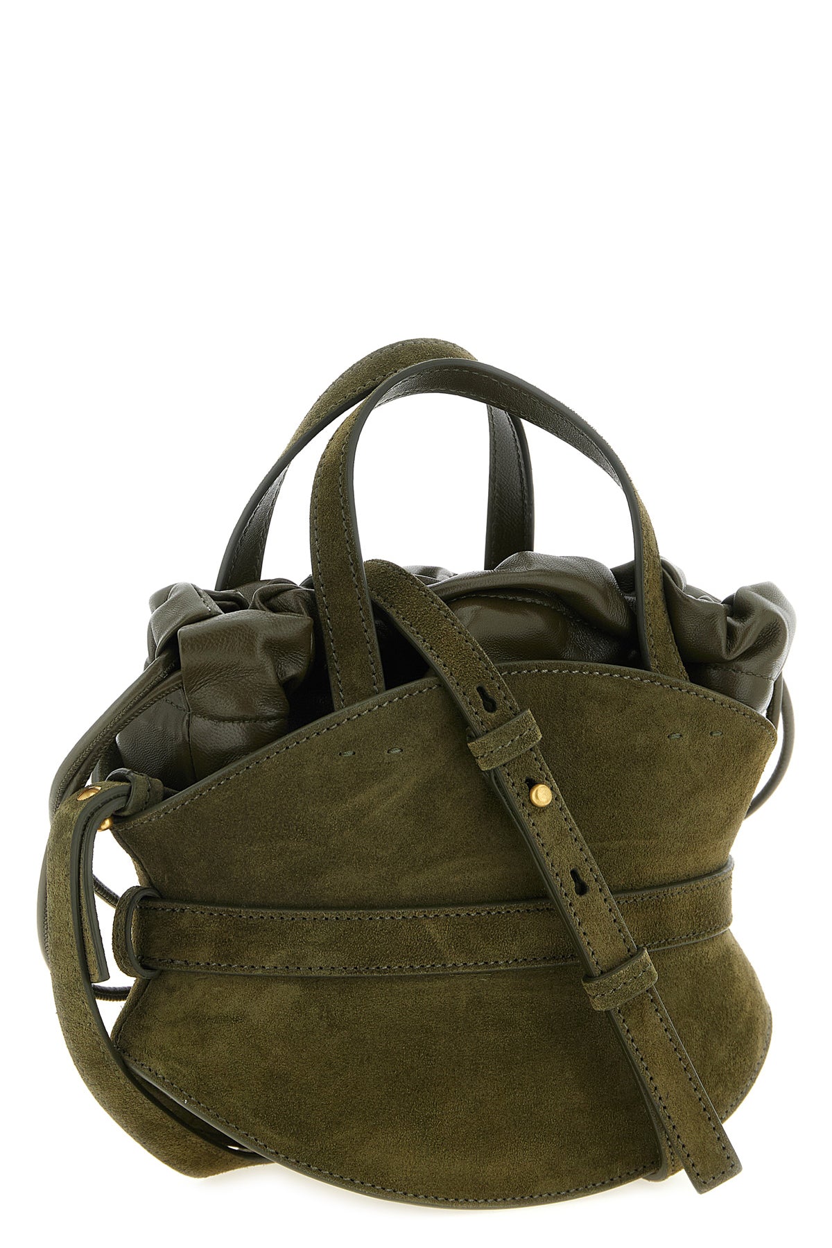 shuffle mini suede and leather handbag
