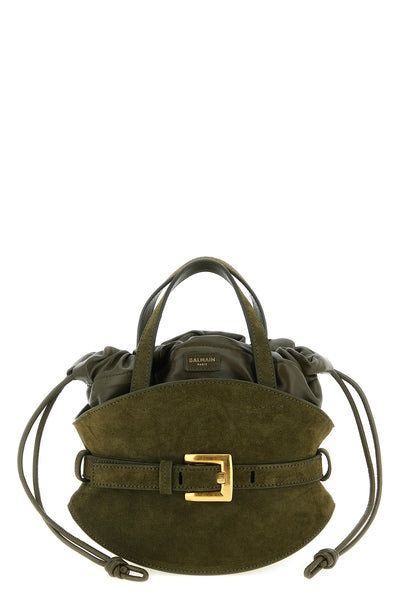 shuffle mini suede and leather handbag