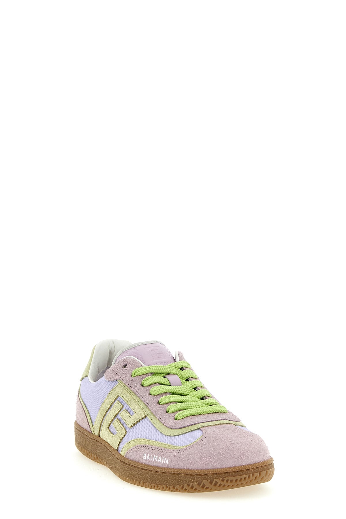 balmain swan suede and mesh sneakers