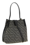 the balmain release bucket bag defines a structured silhouette through a compa