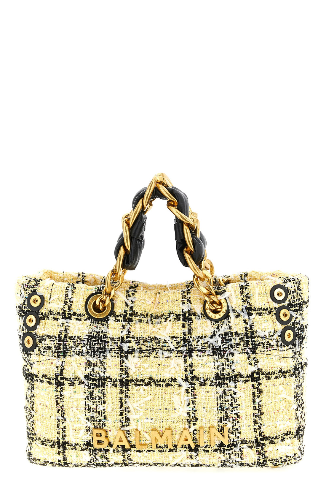 BALMAIN OS soft cabas small shopping bag in tweed