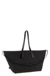 track calf and raffia leather shopping bag