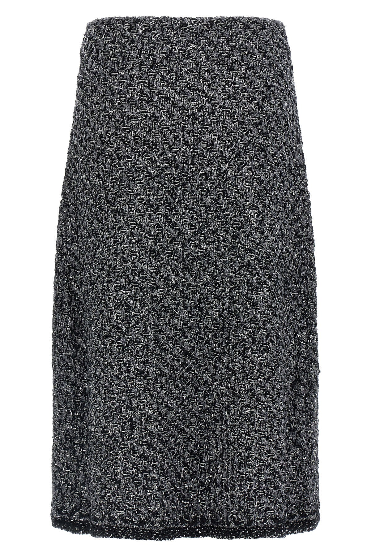 midi skirt in tweed denim effect