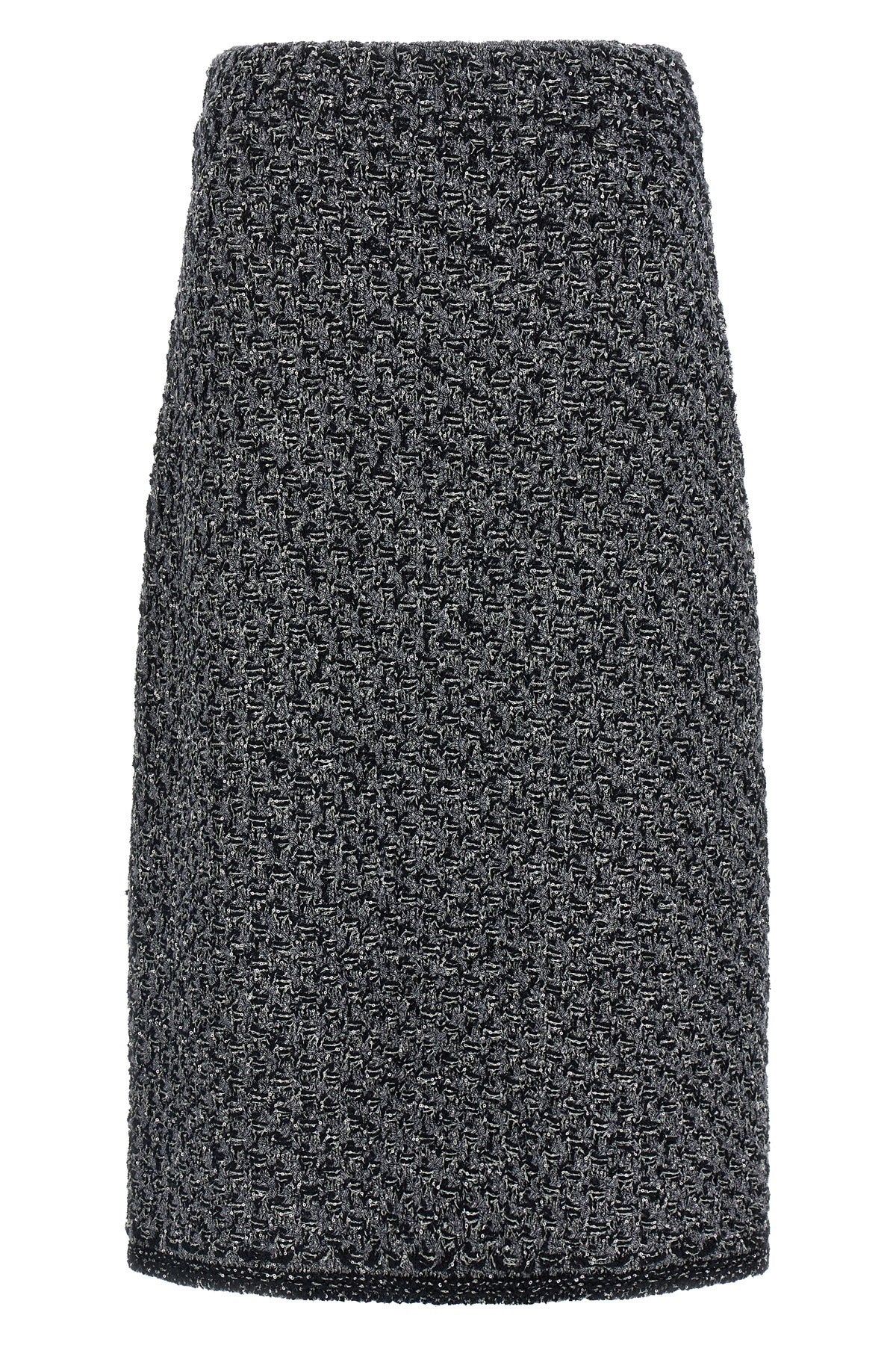 midi skirt in tweed denim effect