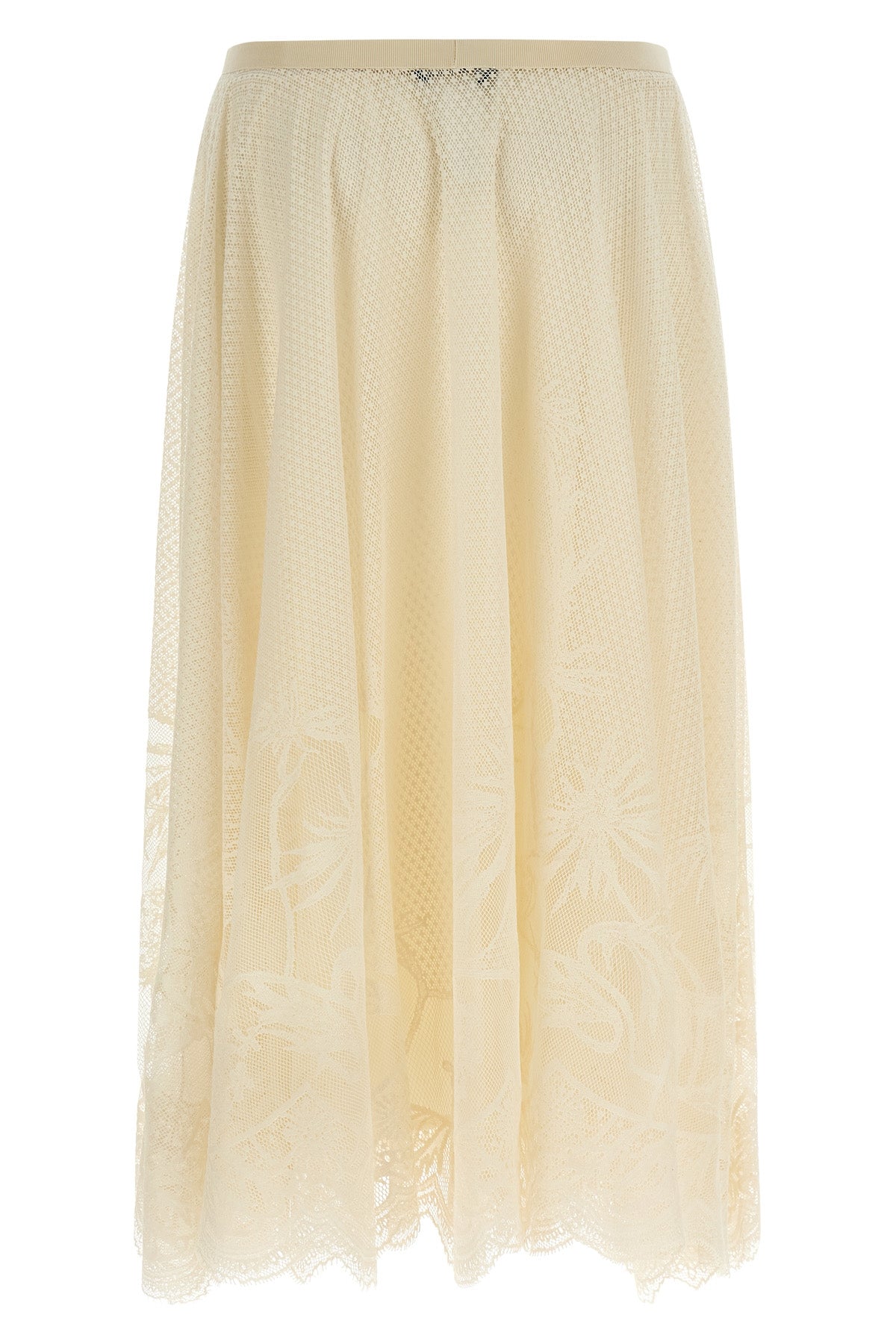 crocheted lace midi skirt