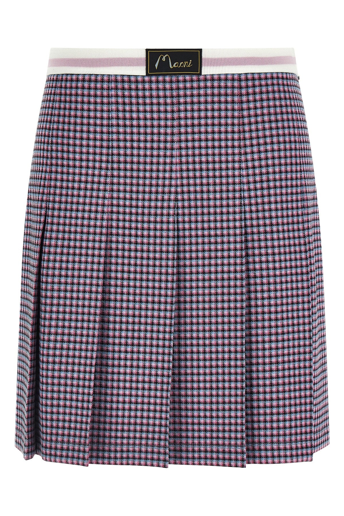 houndstooth patterned viscose blend miniskirt