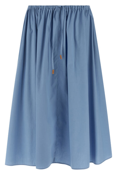 midi skirt in slightly flared cotton poplin
