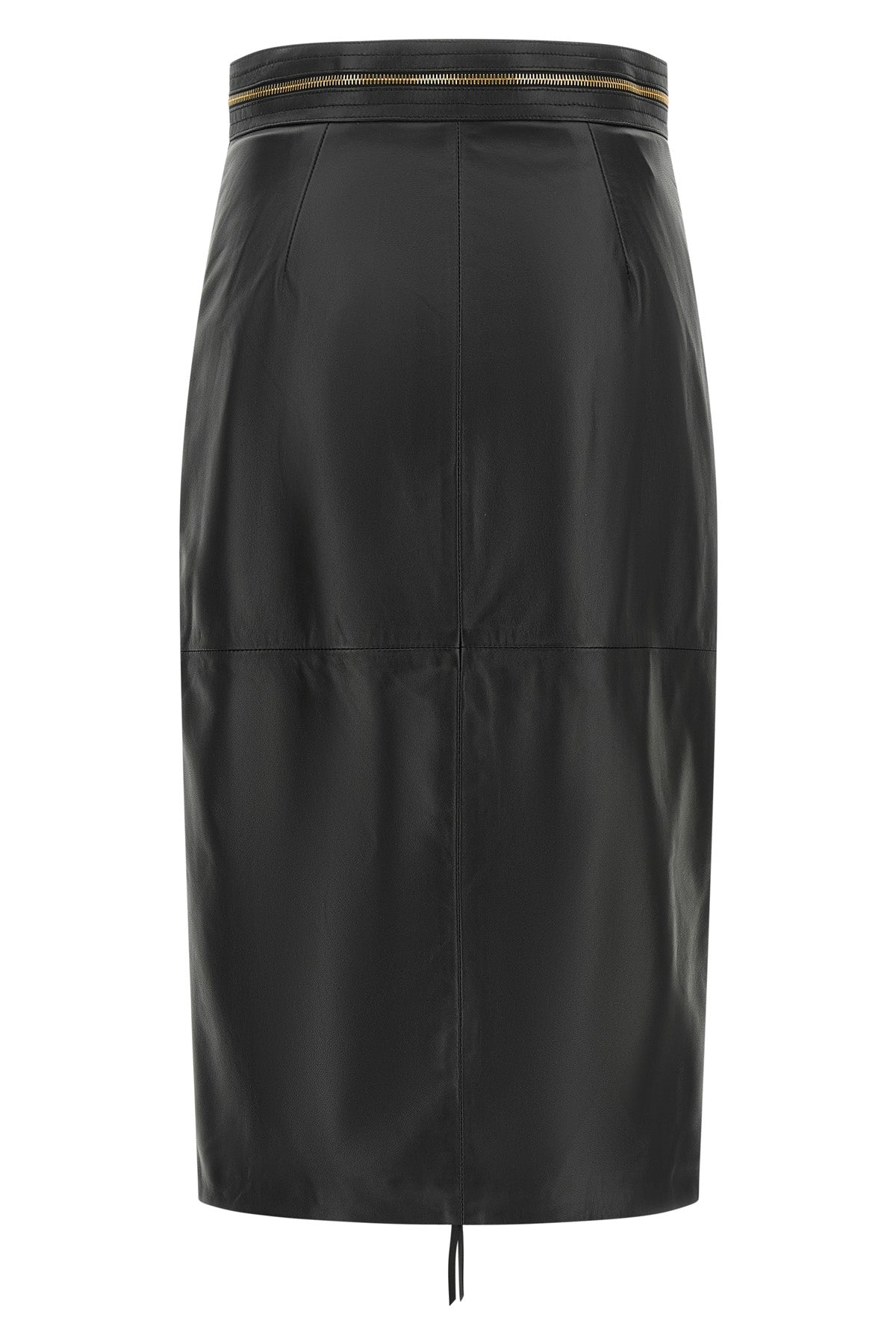 the elisabetta franchi midi skirt defines a rigorous pencil silhouette through a
