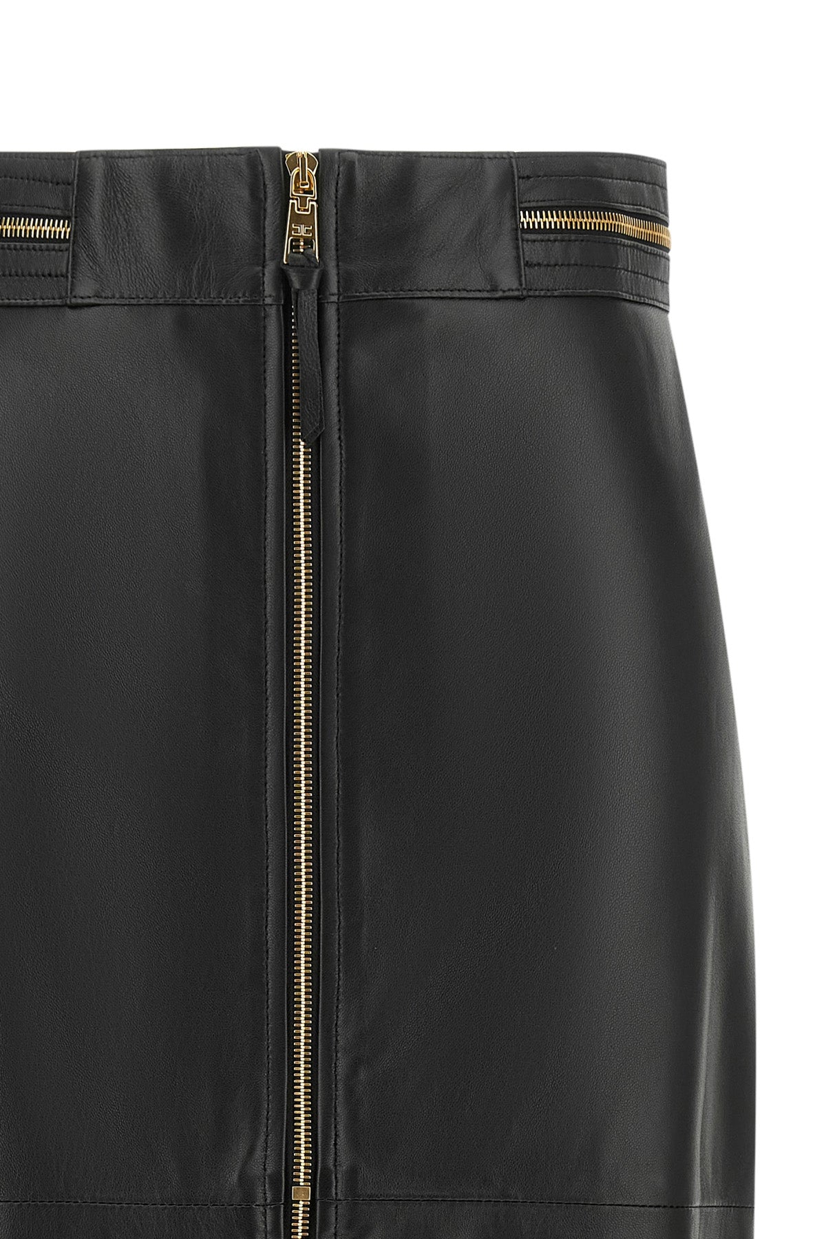 the elisabetta franchi midi skirt defines a rigorous pencil silhouette through a