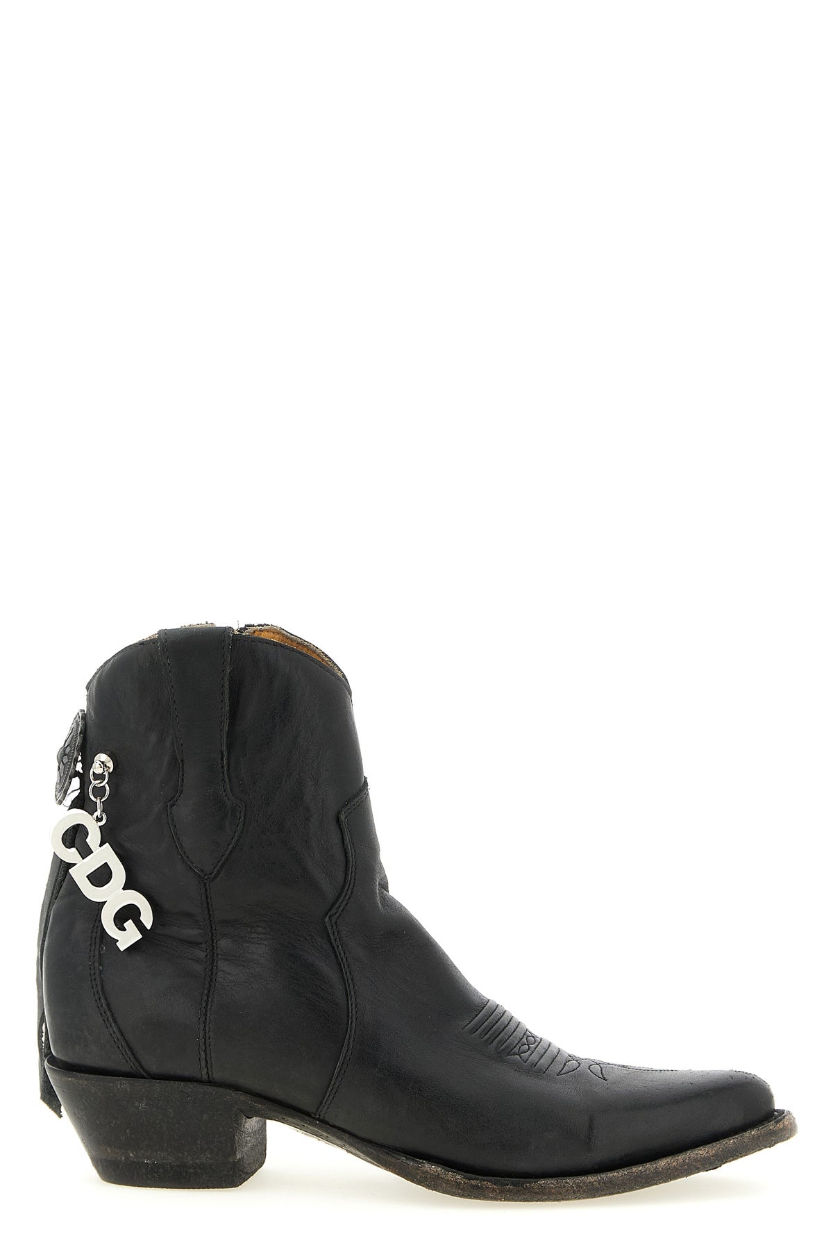 comme des garçons x mexicana ankle boots in used-effect leather