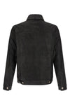 denim jacket on leather stretch velour