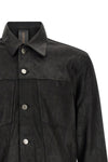 denim jacket on leather stretch velour