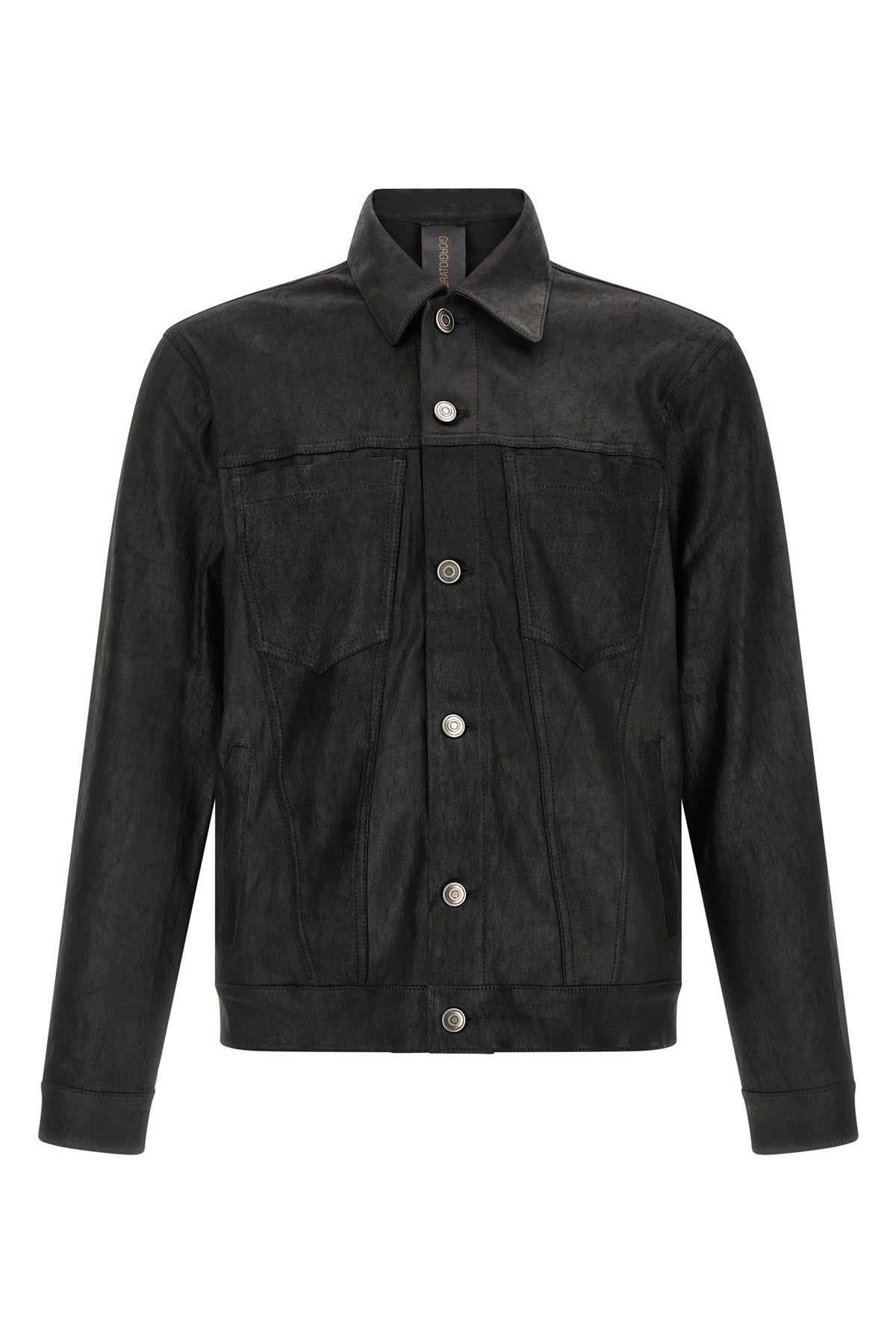 denim jacket on leather stretch velour