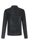 used-effect stretch waxed lambskin jacket