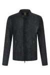 used-effect stretch waxed lambskin jacket