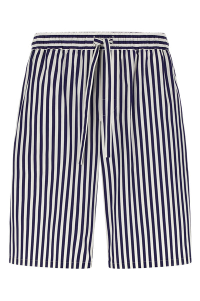 bermuda shorts in striped cotton and silk blend poplin shorts