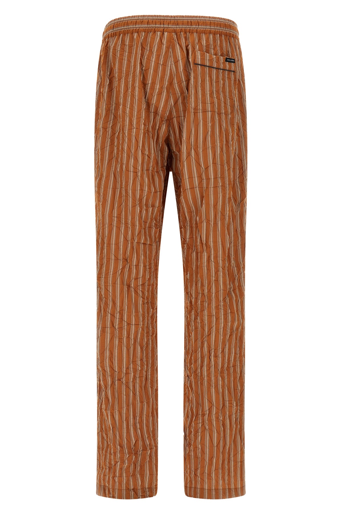 vanity pants in cotton and silk blend canvas froissé patterned striped