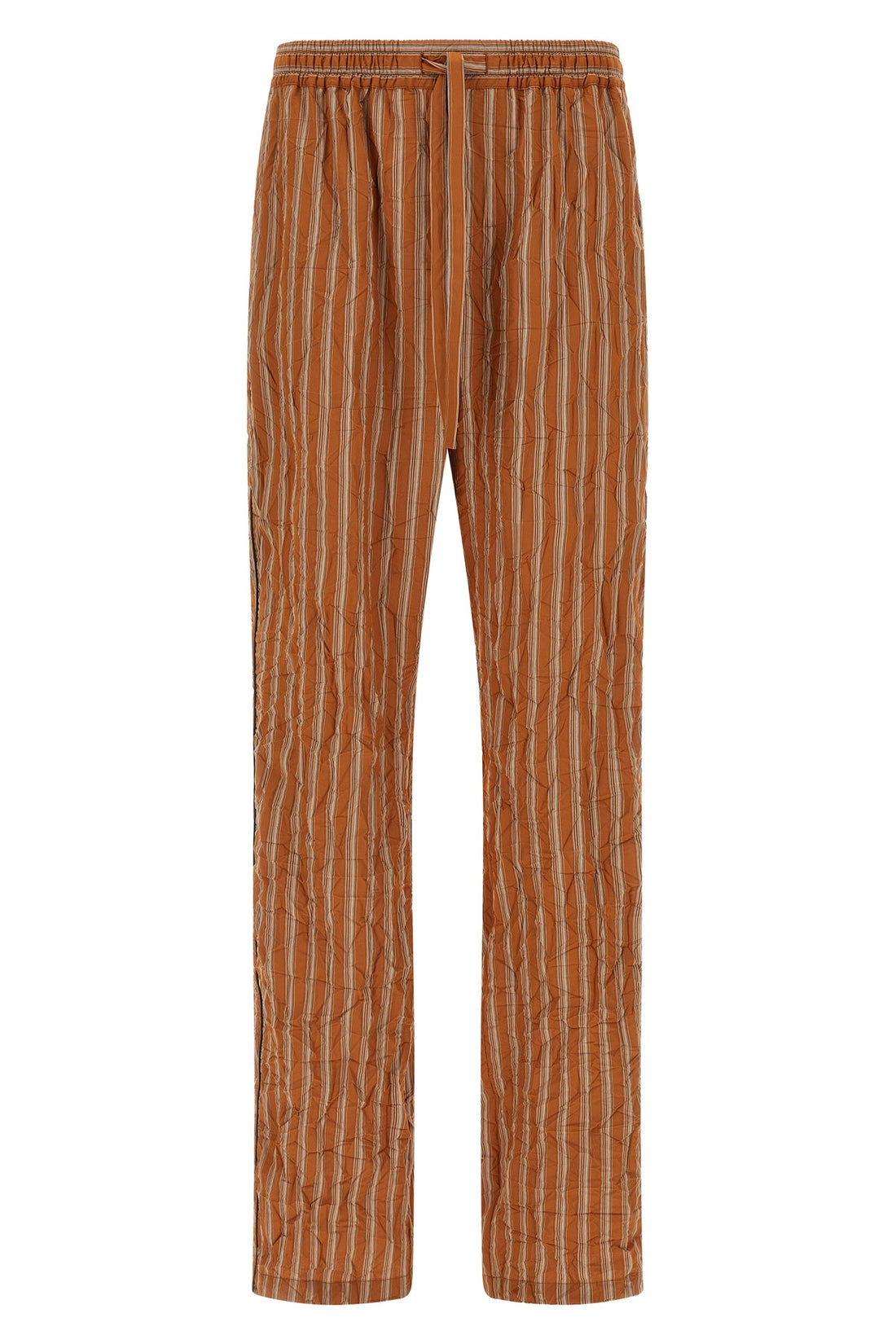 DOLCE &amp; GABBANA 52 vanity pants in cotton and silk blend canvas froissé patterned striped