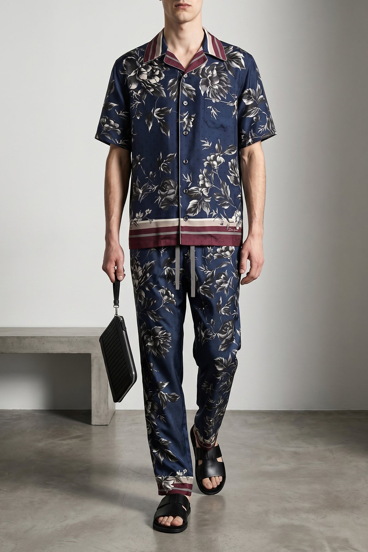 vanity pants in peonie print silk twill