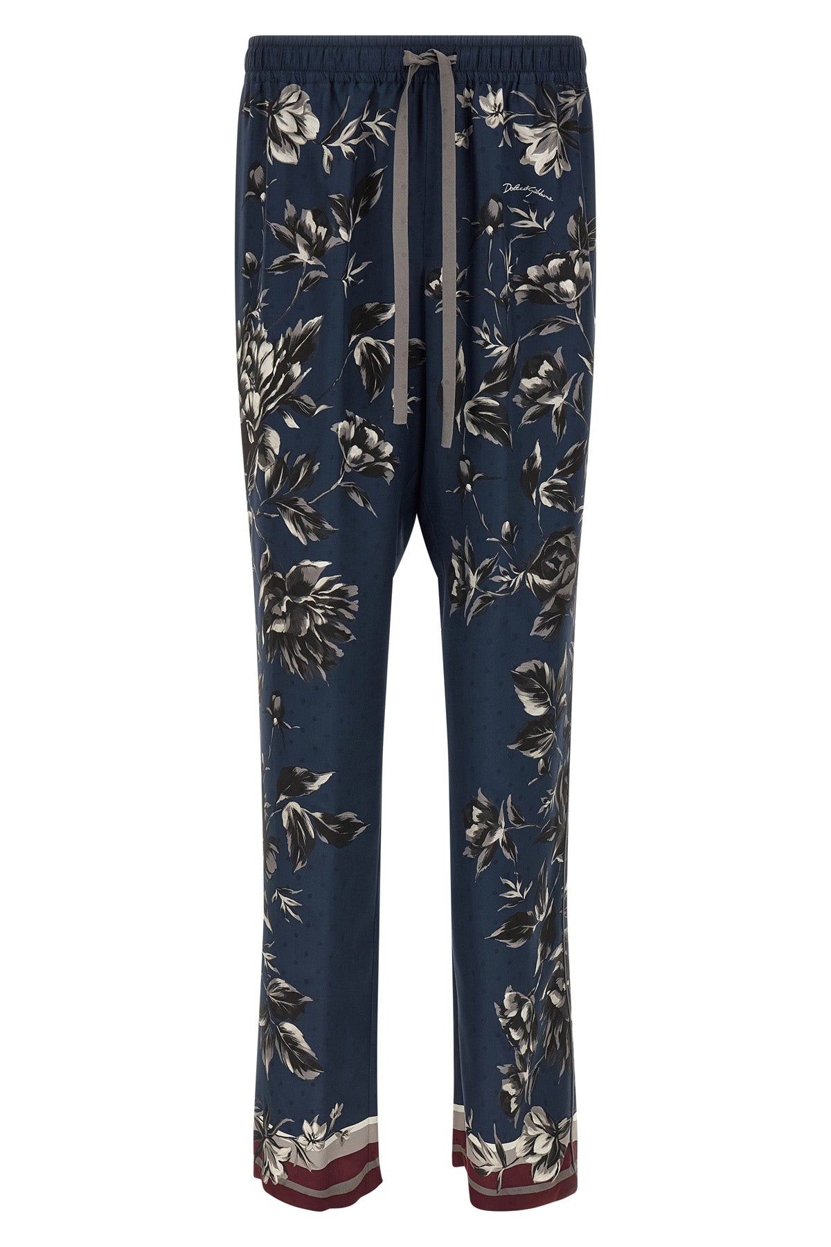 vanity pants in peonie print silk twill
