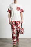 vanity pants in maiolica print silk twill