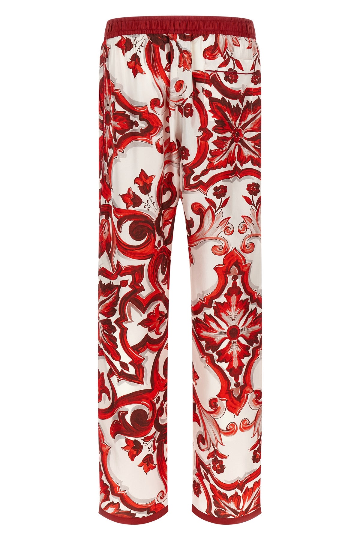 vanity pants in maiolica print silk twill