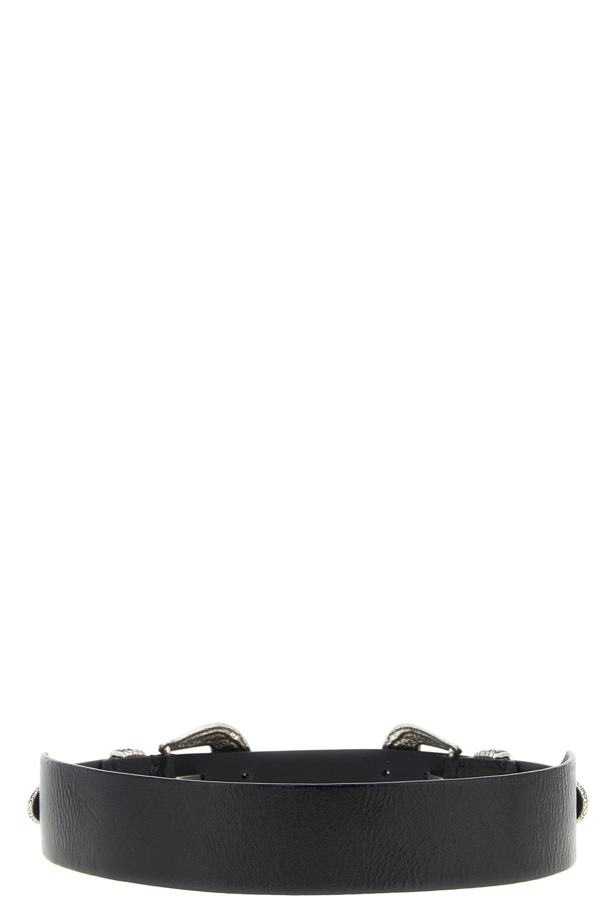 double buckle western-inspired washed leather belt