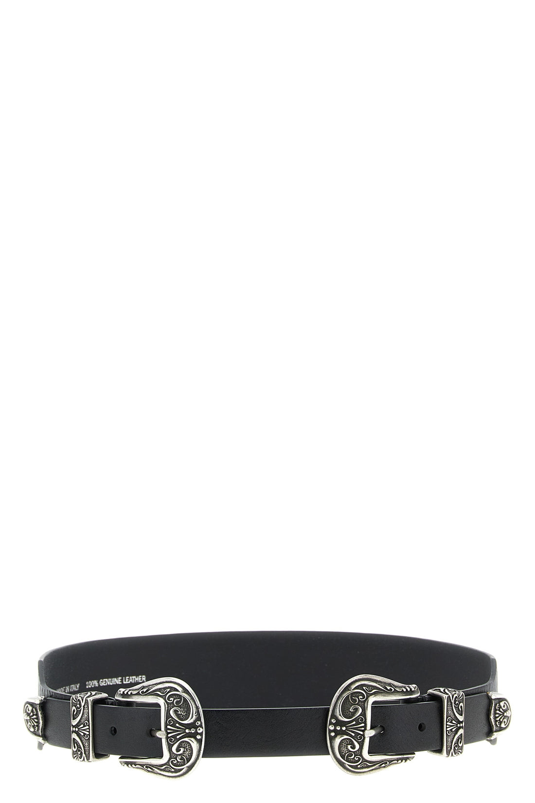 GOLDEN GOOSE 80 cm double buckle western-inspired washed leather belt