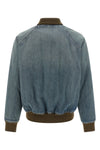 stone washed cotton denim bomber jacket