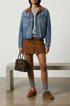 cotton denim blouson subjected to special handcrafted washing