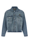 cotton denim blouson subjected to special handcrafted washing