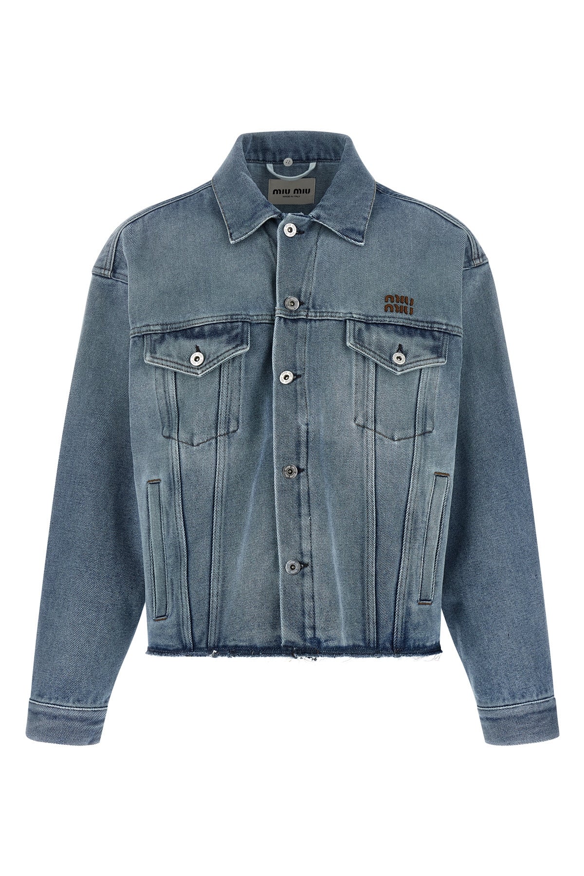 cotton denim blouson subjected to special handcrafted washing