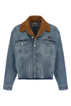 cotton denim blouson subjected to special handcrafted washing