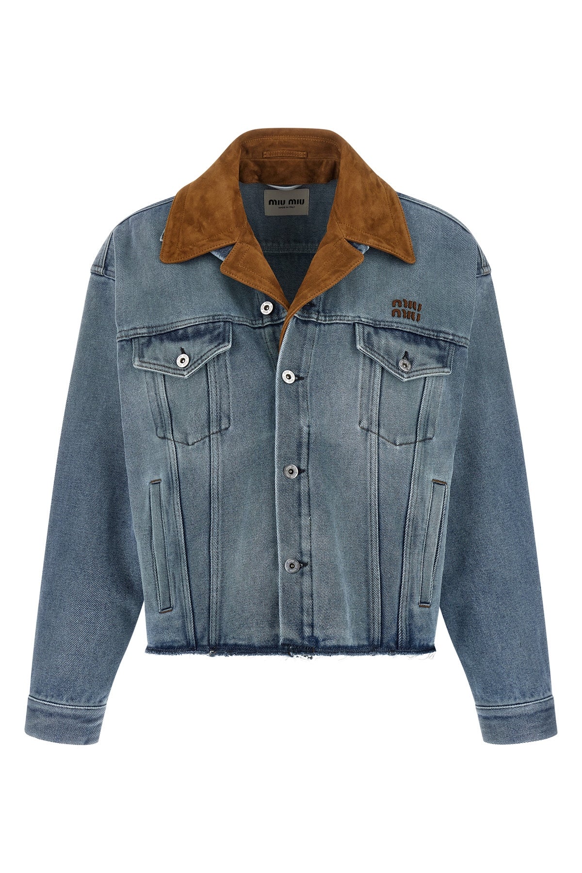 cotton denim blouson subjected to special handcrafted washing