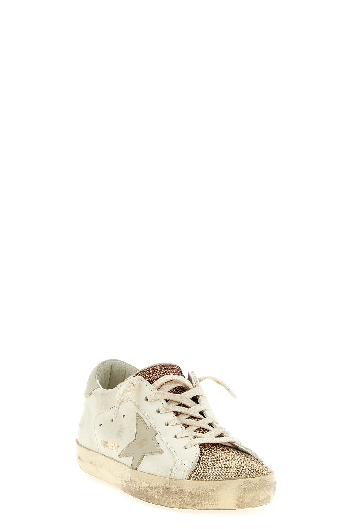 superstar used-effect leather sneakers