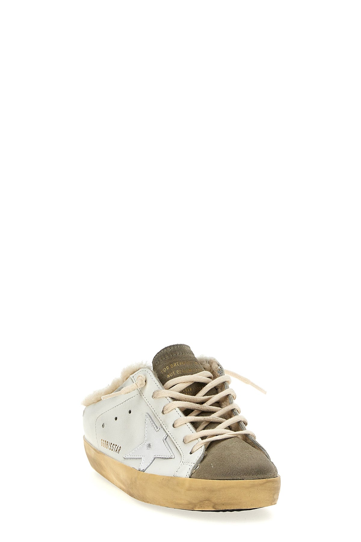 superstar used effect leather sabots