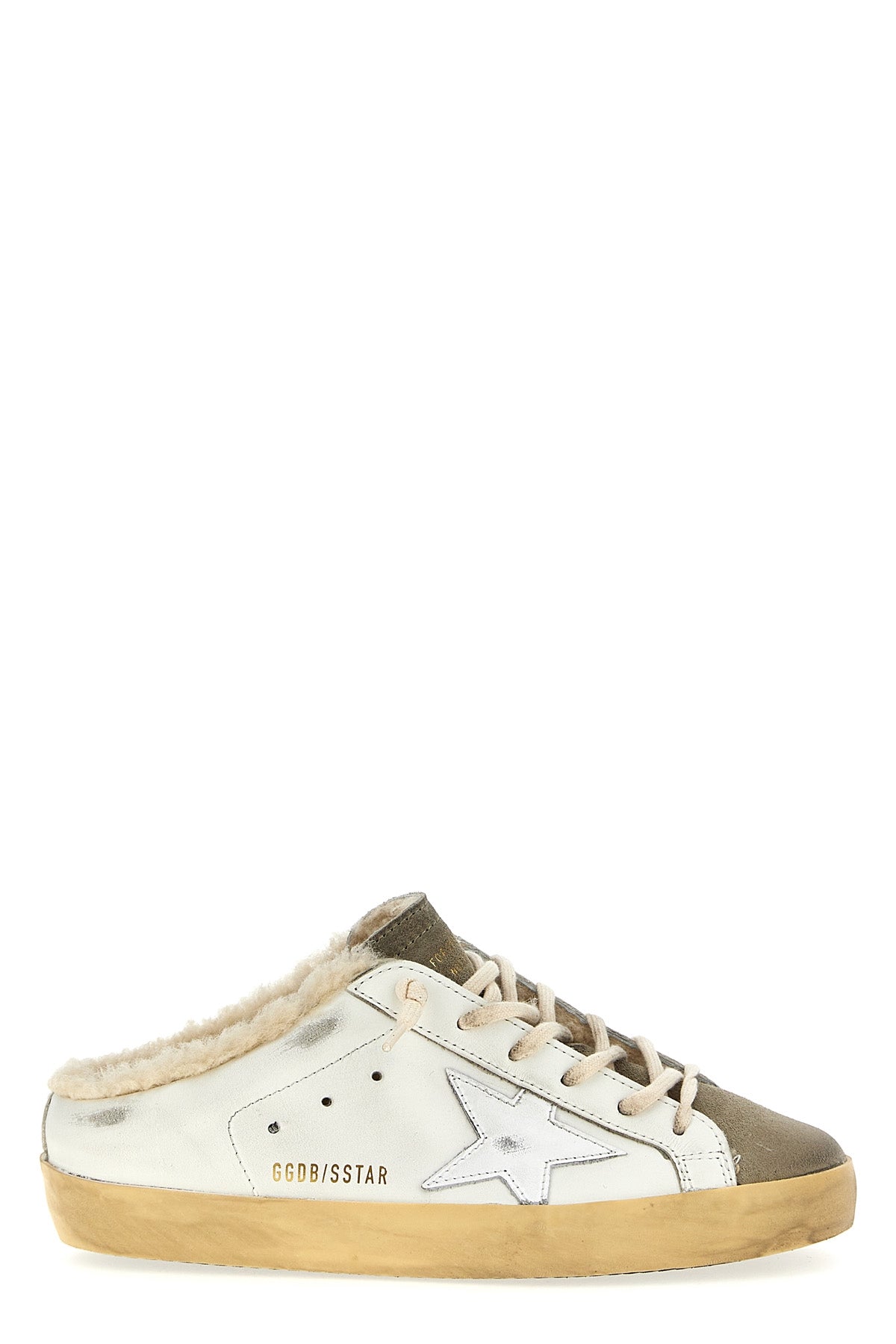 superstar used effect leather sabots