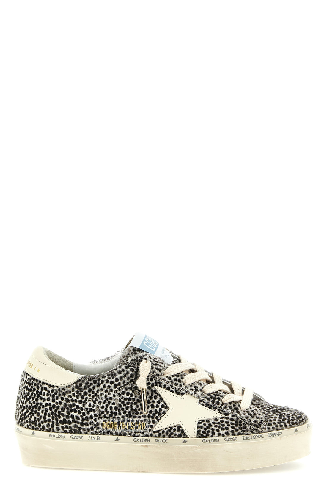 GOLDEN GOOSE 36 hi star lived-in effect animal print pony hair sneakers