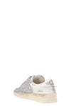 stardan lace-up silver leather and glitter sneakers
