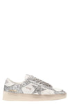 stardan lace-up silver leather and glitter sneakers