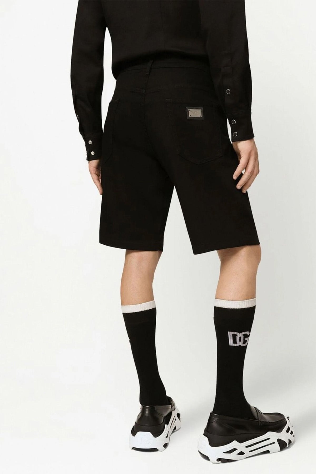 stretch denim bermuda shorts
