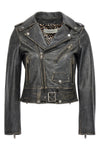 destiny slim vintage-effect leather biker jacket