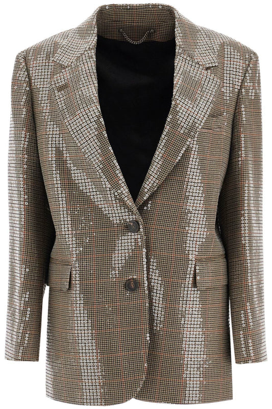 houndstooth blazer with sequins