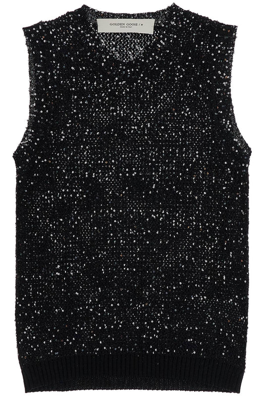 knitted vest with sequins embell