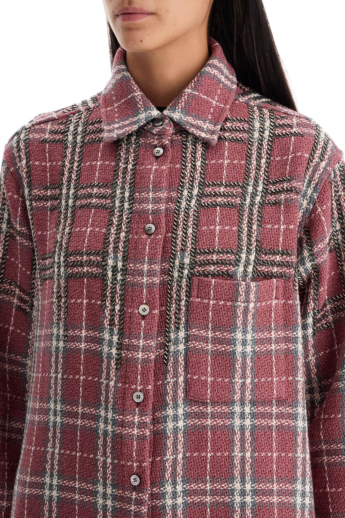 tweed overshirt with applique