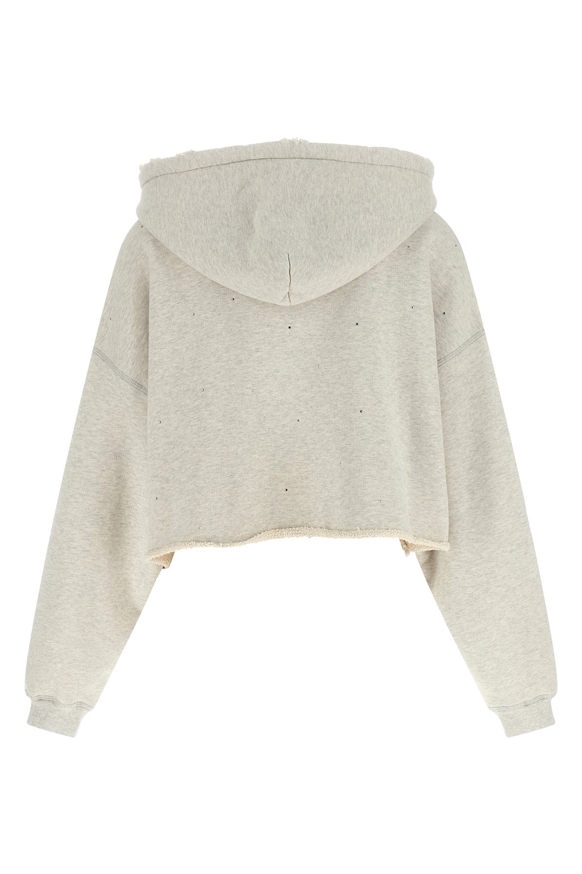 used-effect mélange cotton terry hoodie