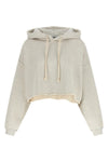 used-effect mélange cotton terry hoodie