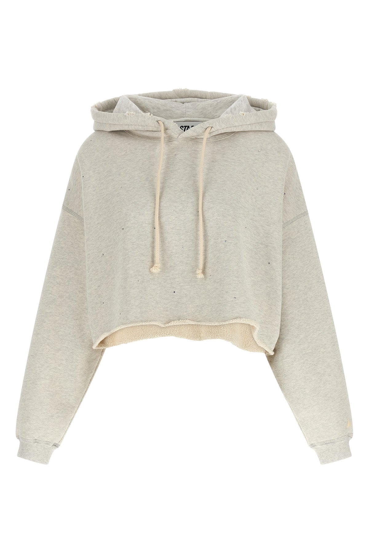 used-effect mélange cotton terry hoodie
