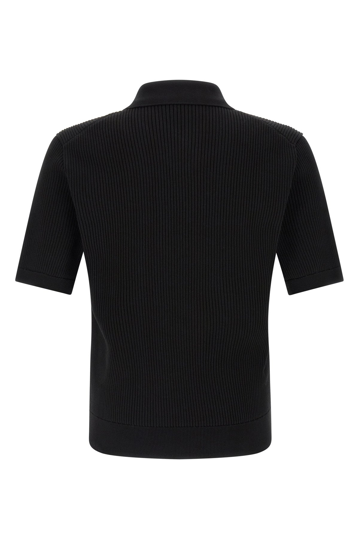 micro-ribbed cotton polo shirt