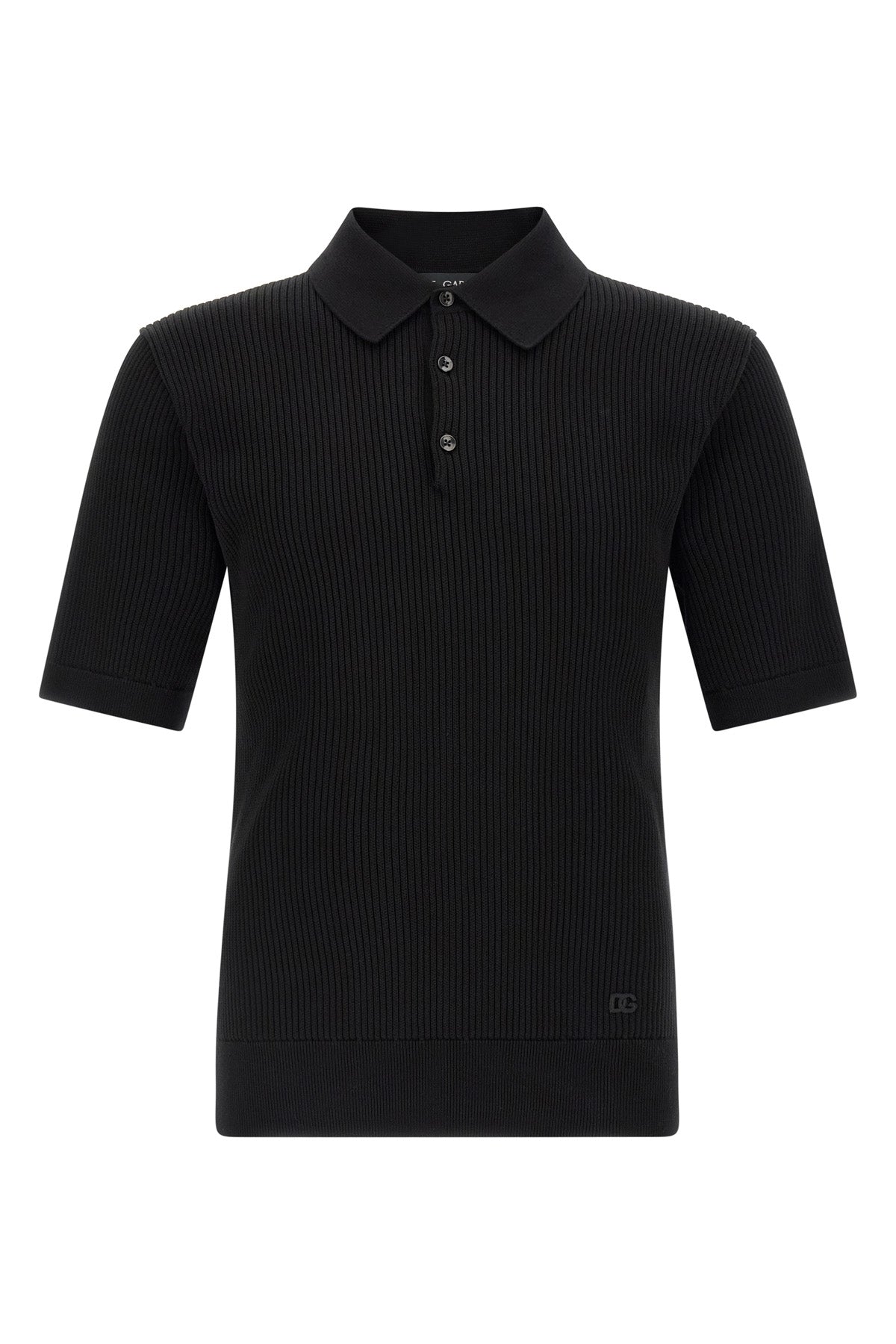 micro-ribbed cotton polo shirt